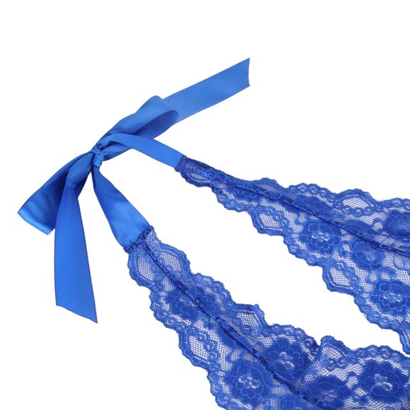 Backless Halter V Neckline Ruffle Teddy - Picture 5 of 9